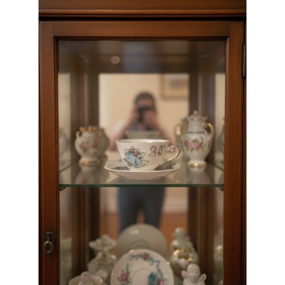 25th Anniversary Porcelain Cup & Saucer Set With Blue Bell & Floral‎ Design